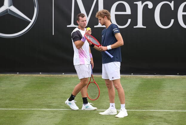 08 06 2021 Germany, Stuttgart, Tennis MercedesCup 2021, f l Dominik Koepfer GER , Yannick Hanfmann GER