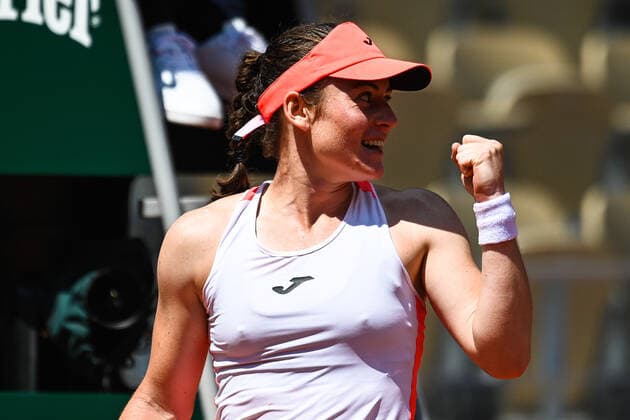 Attitude - Joie de Tamara Zidansek ( Slovenie ) - TENNIS : Roland Garros 2021 - Internationaux de France - 08 06 2021 FedericoPestellini Panoramic 