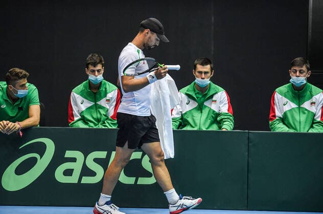 Sport Bilder des Tages Sofia, Bulgaria, Tennis, Davis Cup, Sofia Hall Dimitar Kuzmanov (BUL) Tennis - Davis Cup - Bulgaria vs. Mexico - Dimitar Kuzmanov vs Gerardo Lopez Vallasenor - 06.03.21 Copyright: xx