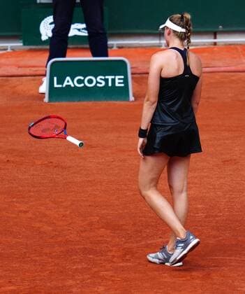 Mandatory Credit: Photo by Javier Garcia BPI Shutterstock (12042203fx) Elena Rybakina reacts and throws her racquet during her quarter final match French Open Tennis, Day Ten, Roland Garros, Paris, France - 08 Jun 2021 French Open Tennis, Day Ten, Roland Garros, Paris, France - 08 Jun 2021  Copyright: xJavierxGarcia BPI Shutterstockx 12042203fx