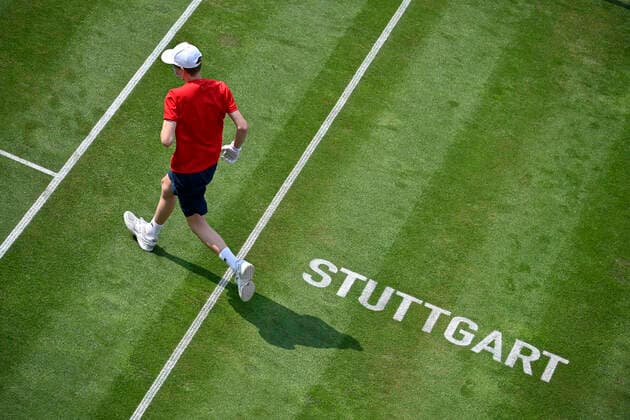 Feature lettering STUTTGART on grass Ball child Ball boy 08 06 2021 Tennis MercedesCup Stuttgart 2021 Weißenhof ATP 07 13 06 2021 Tennis MercedesCup Stuttgart 2021