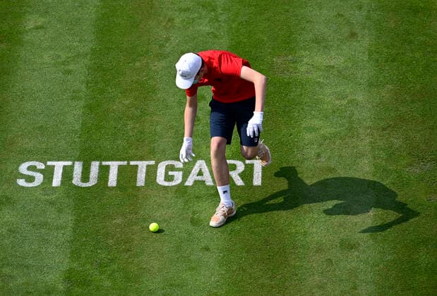 Feature lettering STUTTGART on grass Ball child Ball boy 08 06 2021 Tennis MercedesCup Stuttgart 2021 Weißenhof ATP 07 13 06 2021 Tennis MercedesCup Stuttgart 2021