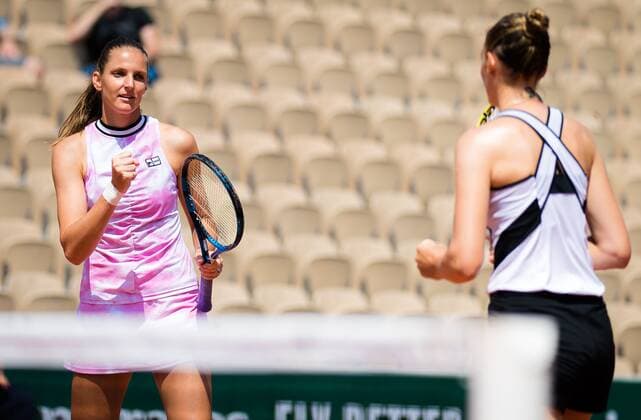 Mandatory Credit: Photo by Rob Prange Shutterstock (12042205af) Karolina Pliskova & Kristyna Pliskova of the Czech Republic playing doubles at the 2021 Roland Garros Grand Slam Tournament French Open Tennis, Day Ten, Roland Garros, Paris, France - 08 Jun 2021 French Open Tennis, Day Ten, Roland Garros, Paris, France - 08 Jun 2021  Copyright: xRobxPrange Shutterstockx 12042205af