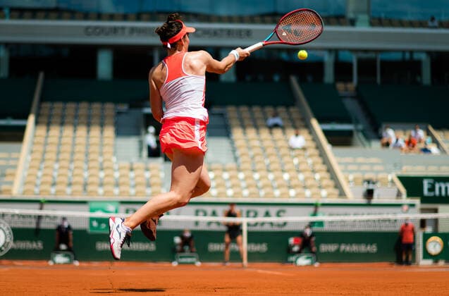 June 8, 2021, Paris, France: TAMARA ZIDANSEK of Slovenia in action during the quarter-final of the 2021 Roland Garros Grand Slam Tournament. Zidansek won 7-5, 4-6, 8-6. Paris France - ZUMAa181 20210608_zaa_a181_040 Copyright: xRobxPrangex
