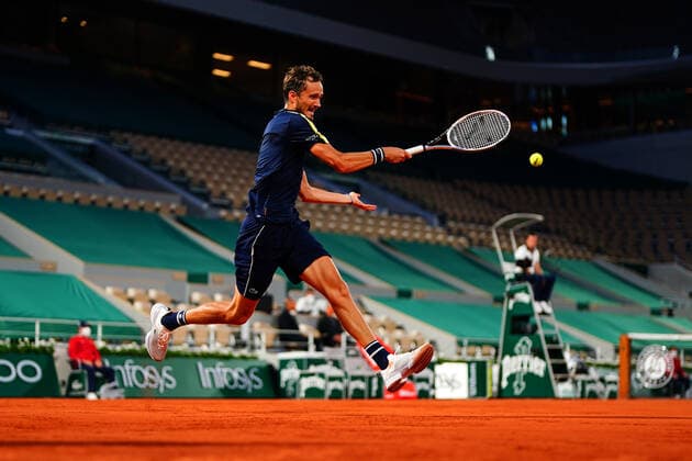 Mandatory Credit: Photo by Javier Garcia BPI Shutterstock (12042203no) Daniil Medvedev during his quarter final match French Open Tennis, Day Ten, Roland Garros, Paris, France - 08 Jun 2021 French Open Tennis, Day Ten, Roland Garros, Paris, France - 08 Jun 2021  Copyright: xJavierxGarcia BPI Shutterstockx 12042203no