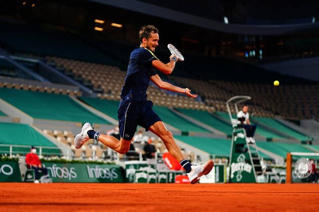 Mandatory Credit: Photo by Javier Garcia BPI Shutterstock (12042203np) Daniil Medvedev during his quarter final match French Open Tennis, Day Ten, Roland Garros, Paris, France - 08 Jun 2021 French Open Tennis, Day Ten, Roland Garros, Paris, France - 08 Jun 2021  Copyright: xJavierxGarcia BPI Shutterstockx 12042203np