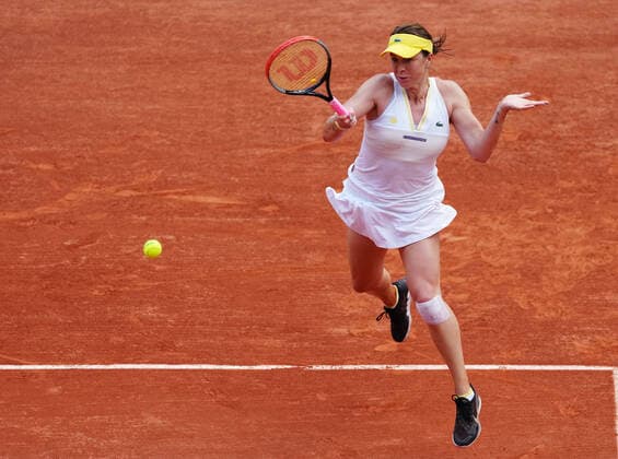 (210609) -- PARIS, June 9, 2021 -- Anastasia Pavlyuchenkova of Russia returns the ball during the women s singles quarterfinal match between Anastasia Pavlyuchenkova of Russia and Elena Rybakina of Kazakhstan at the French Open tennis tournament at Roland Garros in Paris, France, June 8, 2021. ) (SP)FRANCE-PARIS-TENNIS-ROLAND GARROS-FRENCH OPEN-WOMEN S SINGLES-DAY 10 GaoxJing 