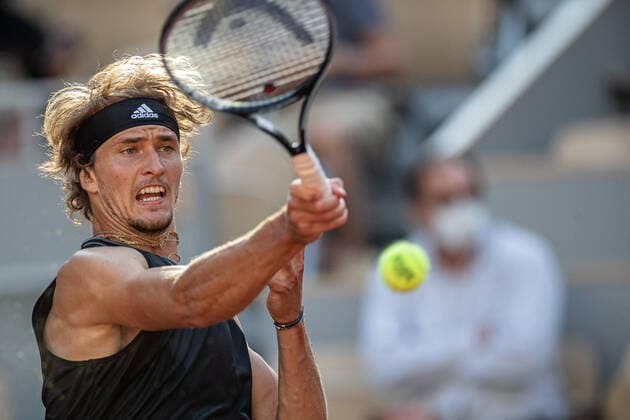(210609) -- PARIS, June 9, 2021 -- Alexander Zverev of Germany returns the ball during the men s singles quarterfinal match between Alexander Zverev of Germany and Alejandro Davidovich Fokina of Spain at the French Open tennis tournament at Roland Garros in Paris, France, June 8, 2021. (Photo by Xinhua) (SP)FRANCE-PARIS-TENNIS-ROLAND GARROS-FRENCH OPEN-MEN S SINGLES-DAY 10 AurelienxMorissard 