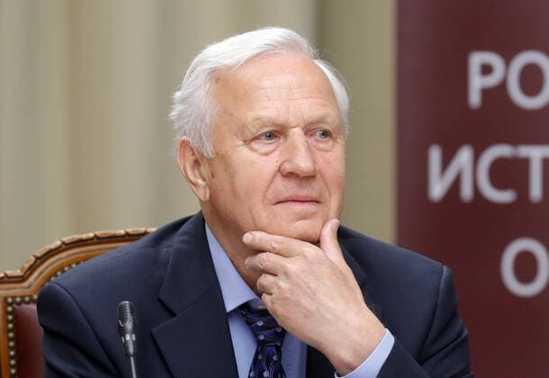 MOSCOW, RUSSIA - JUNE 9, 2021: Russian Football Union Honorary President Vyacheslav Koloskov attends a roundtable meeting on Russian football history held by the Russian Historical Society in the run-up to the 2020 UEFA European Football Championship. Mikhail Japaridze TASS  TS104185