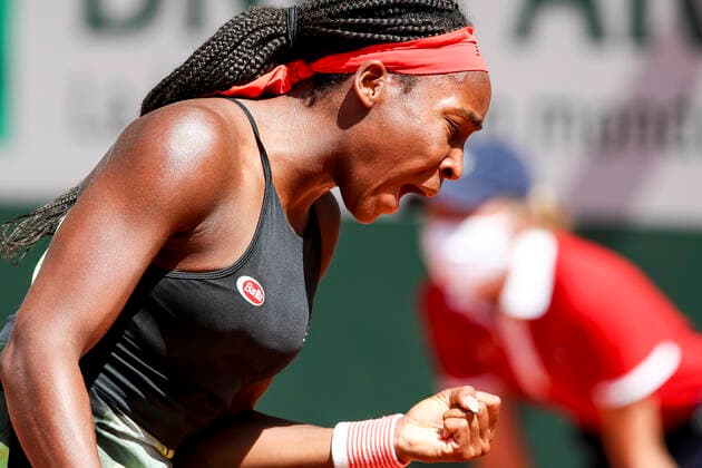 TENNIS - French Open 2021 PARIS,FRANCE,09.June.21 - TENNIS - WTA, Tennis Damen Tour, French Open, Roland Garros, Grand Slam. Image shows the rejoicing of Coco Gauff (USA).  GEPAxpictures xPatrickxSteiner