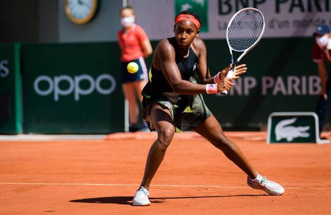 Mandatory Credit: Photo by Rob Prange Shutterstock (12046067p) Cori Gauff of the United States in action during the quarter-finals of the 2021 Roland Garros Grand Slam Tournament French Open Tennis, Day Eleven, Roland Garros, Paris, France - 09 Jun 2021 French Open Tennis, Day Eleven, Roland Garros, Paris, France - 09 Jun 2021  Copyright: xRobxPrange Shutterstockx 12046067p