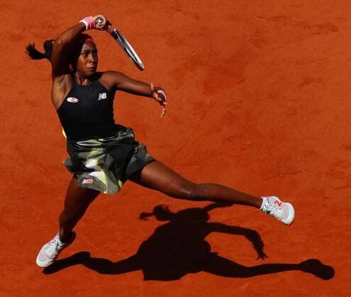 Mandatory Credit: Photo by Javier Garcia BPI Shutterstock (12046068bx) Coco Gauff in quarter-final action French Open Tennis, Day Eleven, Roland Garros, Paris, France - 09 Jun 2021 French Open Tennis, Day Eleven, Roland Garros, Paris, France - 09 Jun 2021  Copyright: xJavierxGarcia BPI Shutterstockx 12046068bx
