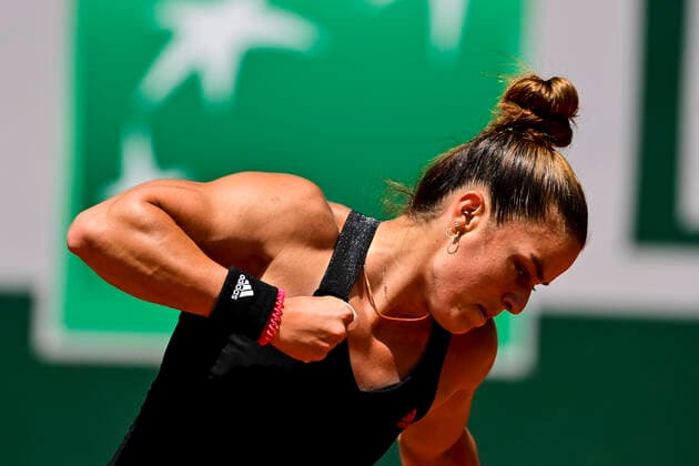 joie de Maria Sakkari (Gre) TENNIS : Internationaux de France Roland Garros 2021 - Paris - 09 06 2021 JBAutissier Panoramic 