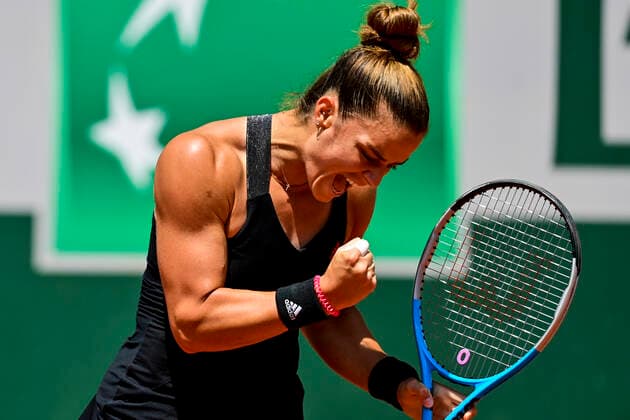 joie de Maria Sakkari (Gre) TENNIS : Internationaux de France Roland Garros 2021 - Paris - 09 06 2021 JBAutissier Panoramic 