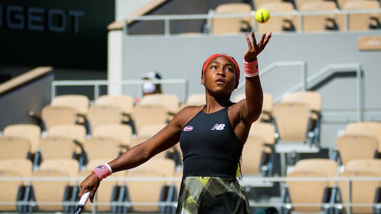 June 9, 2021, PARIS, FRANCE: Cori Gauff of the United States in action during the quarter-finals of the 2021 Roland Garros Grand Slam Tournament against Barbora Krejcikova of the Czech Republic PARIS FRANCE - ZUMAa181 20210609_zaa_a181_005 Copyright: xRobxPrangex