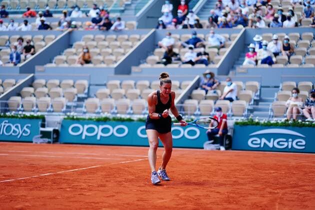 Mandatory Credit: Photo by Javier Garcia BPI Shutterstock (12046068gm) Maria Sakkari in action French Open Tennis, Day Eleven, Roland Garros, Paris, France - 09 Jun 2021 French Open Tennis, Day Eleven, Roland Garros, Paris, France - 09 Jun 2021  Copyright: xJavierxGarcia BPI Shutterstockx 12046068gm