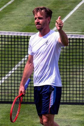 Peter Gojowczyk GER is happy about his three set win 5 7,6 4,6 2 against Ilya Ivashka BLR Germany, Stuttgart, 09 06 2021, Tennis, ATP250, MercedesCup 2021, 1 Round, P Gojowczyk GER I Ivashka BLR , TC Weissenhof Foto A2 Bildagentur Peter Hartenfelser