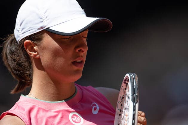 Iga SWIATEK of Poland reacts during her women s single against Maria SAKKARI of Greece on the Quarter final round of the French Open tennis tournament at Roland Garros in Paris, France, 9 June 2021.  Copyright: xAurelienxMorissardx