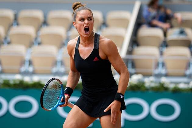 Mandatory Credit: Photo by Rob Prange Shutterstock (12046067bs) Maria Sakkari of Greece in action during her quarter-final at the 2021 Roland Garros Grand Slam Tournament French Open Tennis, Day Eleven, Roland Garros, Paris, France - 09 Jun 2021 French Open Tennis, Day Eleven, Roland Garros, Paris, France - 09 Jun 2021  Copyright: xRobxPrange Shutterstockx 12046067bs