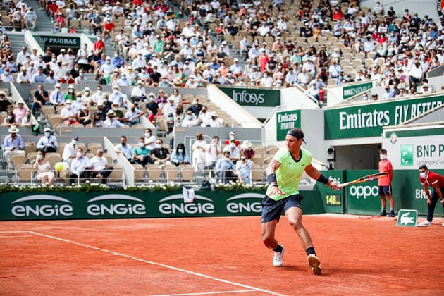 TENNIS - French Open 2021 PARIS,FRANCE,09.June.21 - TENNIS - ATP, Tennis Herren World Tour, French Open, Roland Garros, Grand Slam. Image shows Rafael Nadal (ESP).  GEPAxpictures xPatrickxSteiner