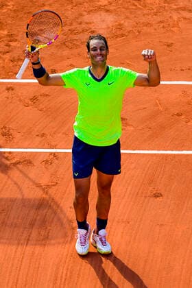 Joie de Rafael Nadal (Esp) TENNIS : Internationaux de France Roland Garros 2021 - Paris - 09 06 2021 JBAutissier Panoramic 