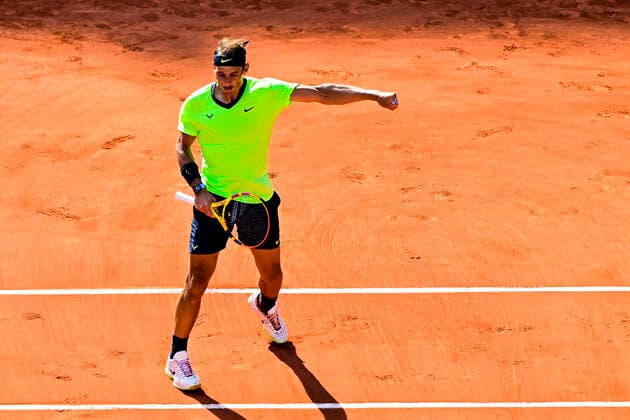 Joie de Rafael Nadal (Esp) TENNIS : Internationaux de France Roland Garros 2021 - Paris - 09 06 2021 JBAutissier Panoramic 