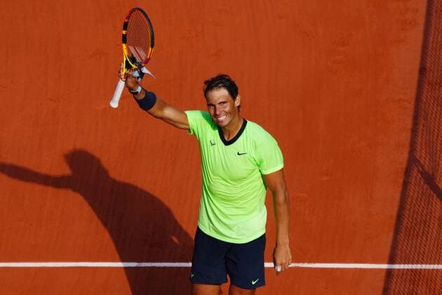 Mandatory Credit: Photo by Javier Garcia BPI Shutterstock (12046068jw) Rafael Nadal celebrates victory French Open Tennis, Day Eleven, Roland Garros, Paris, France - 09 Jun 2021 French Open Tennis, Day Eleven, Roland Garros, Paris, France - 09 Jun 2021  Copyright: xJavierxGarcia BPI Shutterstockx 12046068jw