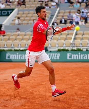 Mandatory Credit: Photo by Javier Garcia BPI Shutterstock (12046068ks) Novak Djokovic in quarter final action French Open Tennis, Day Eleven, Roland Garros, Paris, France - 09 Jun 2021 French Open Tennis, Day Eleven, Roland Garros, Paris, France - 09 Jun 2021  Copyright: xJavierxGarcia BPI Shutterstockx 12046068ks