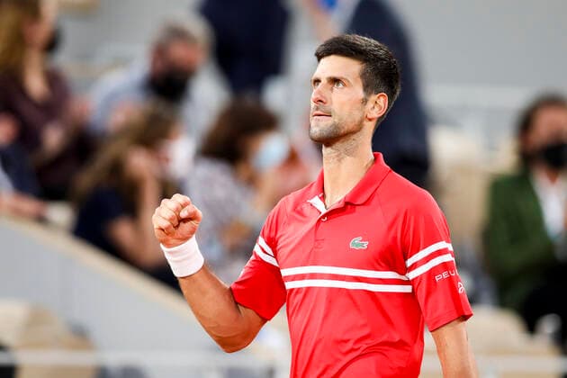 TENNIS - French Open 2021 PARIS,FRANCE,09.June.21 - TENNIS - ATP, Tennis Herren World Tour, French Open, Roland Garros, Grand Slam. Image shows the rejoicing of Novak Djokovic (SRB).  GEPAxpictures xPatrickxSteiner