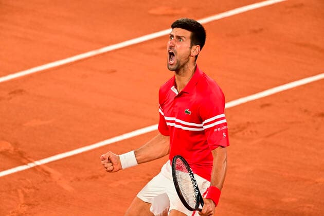 Joie de Novak Djokovic (Srb) TENNIS : Internationaux de France Roland Garros 2021 - Paris - 09 06 2021 JBAutissier Panoramic 