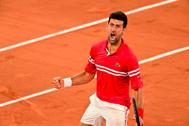 Joie de Novak Djokovic (Srb) TENNIS : Internationaux de France Roland Garros 2021 - Paris - 09 06 2021 JBAutissier Panoramic 