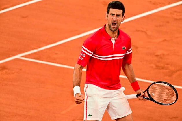 Joie de Novak Djokovic (Srb) TENNIS : Internationaux de France Roland Garros 2021 - Paris - 09 06 2021 JBAutissier Panoramic 