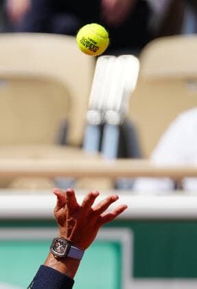 (210610) -- PARIS, June 10, 2021 -- Rafael Nadal of Spain serves during the men s singles quarterfinal against Diego Schwartzman of Argentina at the French Open tennis tournament at Roland Garros in Paris, France, June 9, 2021. ) (SP)FRANCE-PARIS-TENNIS-ROLAND GARROS-FRENCH OPEN-MEN S SINGLES-DAY 11 GaoxJing 