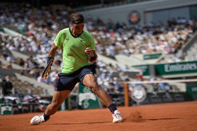 (210610) -- PARIS, June 10, 2021 -- Rafael Nadal of Spain reacts during the men s singles quarterfinal against Diego Schwartzman of Argentina at the French Open tennis tournament at Roland Garros in Paris, France, June 9, 2021. (Photo by Aurelien Morissard Xinhua) (SP)FRANCE-PARIS-TENNIS-ROLAND GARROS-FRENCH OPEN-MEN S SINGLES-DAY 11 AoxLeilian¡¤molisaer 