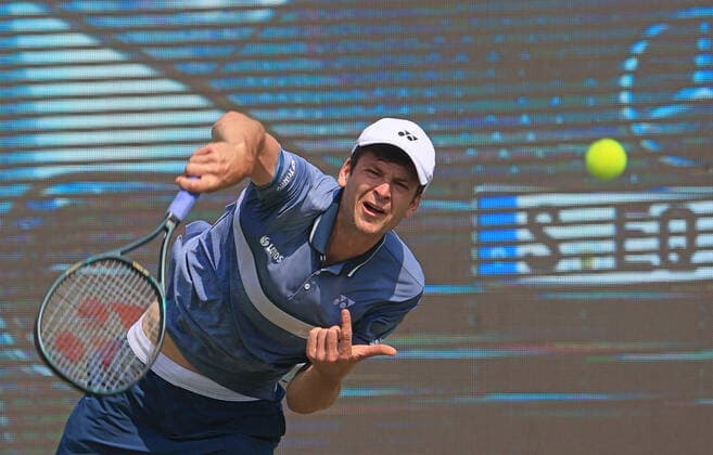 09 06 2021, ATP Tour Mercedes Cup Stuttgart, Weissenhofff, tennis, sports, pictured Hubert Hurkacz POL
