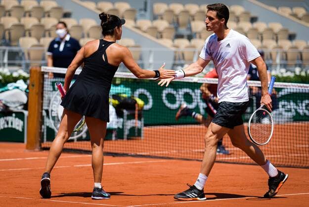 Mandatory Credit: Photo by Rob Prange Shutterstock (12058015p) Desirae Krawczyk of the United States in action during the Mixed Doubles final with partner Joe Salisbury at the 2021 Roland Garros Grand Slam Tournament French Open Tennis, Day Twelve, Roland Garros, Paris, France - 10 Jun 2021 French Open Tennis, Day Twelve, Roland Garros, Paris, France - 10 Jun 2021  Copyright: xRobxPrange Shutterstockx 12058015p