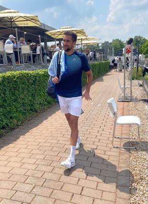 10 06 2021, ATP Tour Mercedes Cup Stuttgart, Weissenhofff, tennis, sports, pictured Marin Cilic is happy to win vs Nikoloz Basilashvili GEO