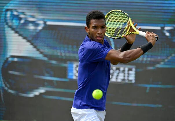 Felix Auger Aliassime CAN Action 10 06 2021 Tennis MercedesCup Stuttgart 2021 Weißenhof ATP 07 13 06 2021 Tennis MercedesCup Stuttgart 2021