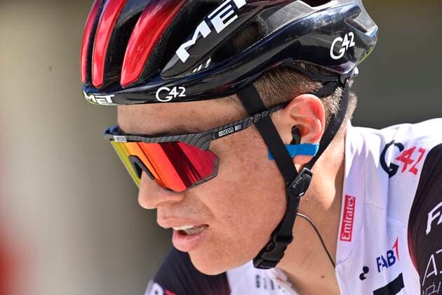 Leukerbad, Switzerland - June 10 : MUNOZ LANCHEROS Cristian Camilo (COL) of UAE TEAM EMIRATES during stage 5 of the UCI World Tour 84th Tour de Suisse cycling race with start in Gstaad and finish in Leukerbad on June 10, 2021 in Leukerbad, Switzerland, 10 06 2021 CYCLISME : Tour de Suisse 2021 Course - Etape 5 - 10 06 2021 Photonews Panoramic 