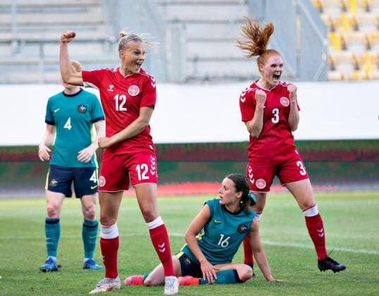 Bilder des Jahres 2021, Sport 06 Juni Sport Bilder des Tages Danmarks Rikke Sevecke har scvoret til 2-0 i testkampen mellem Danmark og Australien paa Casa Arena i Horsens, torsdag den 10. juni 2021.. , Horsens Jylland Denmark *** Denmarks Rikke Sevecke has scored 2 0 in the test match between Denmark and Australia at Casa Arena in Horsens, Thursday 10 June 2021, Horsens Jutland Denmark  Copyright: HenningxBagger HenningxBaggerx COP102 spdk20210610-185243-L