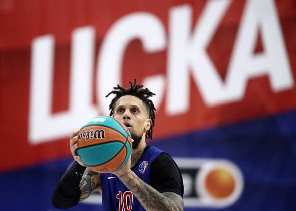 MOSCOW, RUSSIA - JUNE 10, 2021: CSKA Moscow s Daniel Hackett in Game 3 of the 2021 2022 VTB United League final series between UNICS Kazan and CSKA Moscow at CSKA Arena. Valery Sharifulin TASS  TS10446B
