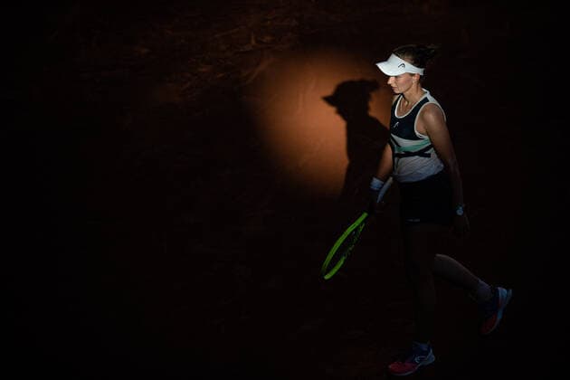 Barbora KREJCIKOVA of Czech Republic reacts during her women s single against Maria SAKKARI of Greece on the Semi final of the French Open tennis tournament at Roland Garros in Paris, France, 10 June 2021.  Copyright: xAurelienxMorissardx