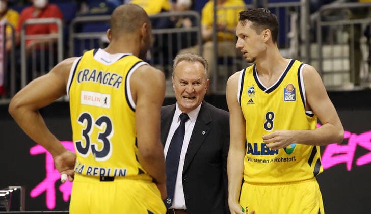 Jayson Granger, Coach Aito Garcia Reneses, Marcus Eriksson Sports Basketball Play Off Final BBL Bundesliga Men Season 2020 2021 10 06 2021 ALBA Berlin vs FC Bayern Munich
