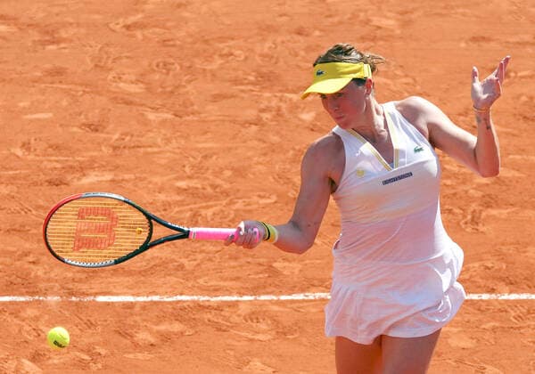 (210611) -- PARIS, June 11, 2021 -- Anastasia Pavlyuchenkova of Russia returns the ball during the women s singles semifinal match between Anastasia Pavlyuchenkova of Russia and Tamara Zidansek of Slovenia at the French Open tennis tournament at Roland Garros in Paris, France, June 10, 2021. ) (SP)FRANCE-PARIS-TENNIS-ROLAND GARROS-FRENCH OPEN-WOMEN S SINGLES-SEMIFINALS GaoxJing 