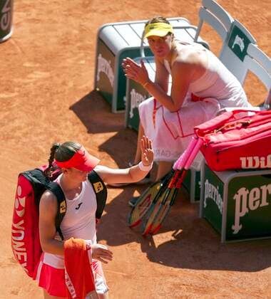 (210611) -- PARIS, June 11, 2021 -- Tamara Zidansek (L) of Slovenia leaves the court after the women s singles semifinal match between Anastasia Pavlyuchenkova of Russia and Tamara Zidansek of Slovenia at the French Open tennis tournament at Roland Garros in Paris, France, June 10, 2021. ) (SP)FRANCE-PARIS-TENNIS-ROLAND GARROS-FRENCH OPEN-WOMEN S SINGLES-SEMIFINALS GaoxJing 