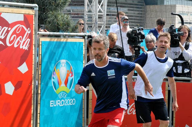 EURO 2021, Crown Prince Frederik of Denmark at a football match in the fan zone in Copenhagen.