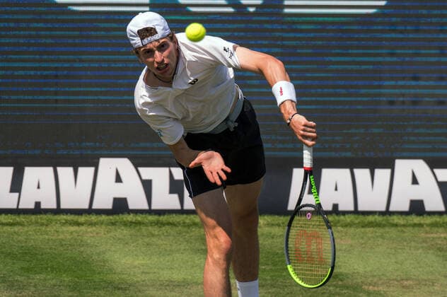 Ugo Humbert FRA Germany, Stuttgart, 11 06 2021, Tennis, ATP250, MercedesCup 2021, Quarterfinals, Ugo Humbert FRA Felix Auger Aliassime CAN , TC Weissenhof Foto A2 Bildagentur Peter Hartenfelser
