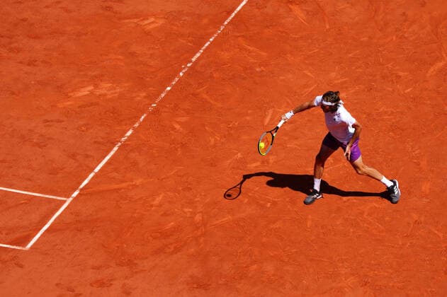 Mandatory Credit: Photo by Javier Garcia BPI Shutterstock (12058128y) Stefanos Tsitsipas during his semi final match French Open Tennis, Day Thirteen, Roland Garros, Paris, France - 11 Jun 2021 French Open Tennis, Day Thirteen, Roland Garros, Paris, France - 11 Jun 2021  Copyright: xJavierxGarcia BPI Shutterstockx 12058128y