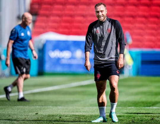 Christian Eriksen during Denmarks training in the Park before the European Championship match against Finland Copenhagen on Friday 11 June 2021, Copenhagen Denmark  Copyright: Ritzau Scanpix LiselottexSabroex COP103 spdk20210611-170429-L