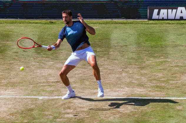 Marin Cilic CRO Germany, Stuttgart, 11 06 2021, Tennis, ATP250, MercedesCup 2021, Quarterfinals, Denis Shapovalov CAN Marin Cilic CRO , TC Weissenhof Foto A2 Bildagentur Peter Hartenfelser